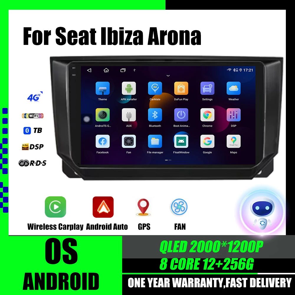 Android 14 Car Radio for Seat Ibiza Arona 2017 - 2021 Mirror Split Screen Multimedia Player Stereo Carplay GPS Navigation