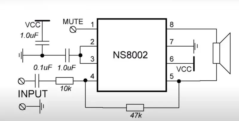 Módulo amplificador de audio mono NS8002 de 3 W, mini placa amplificadora de potencia de bajo voltaje de 3-5 V para altavoces estéreo y reproductores de audio DIY
