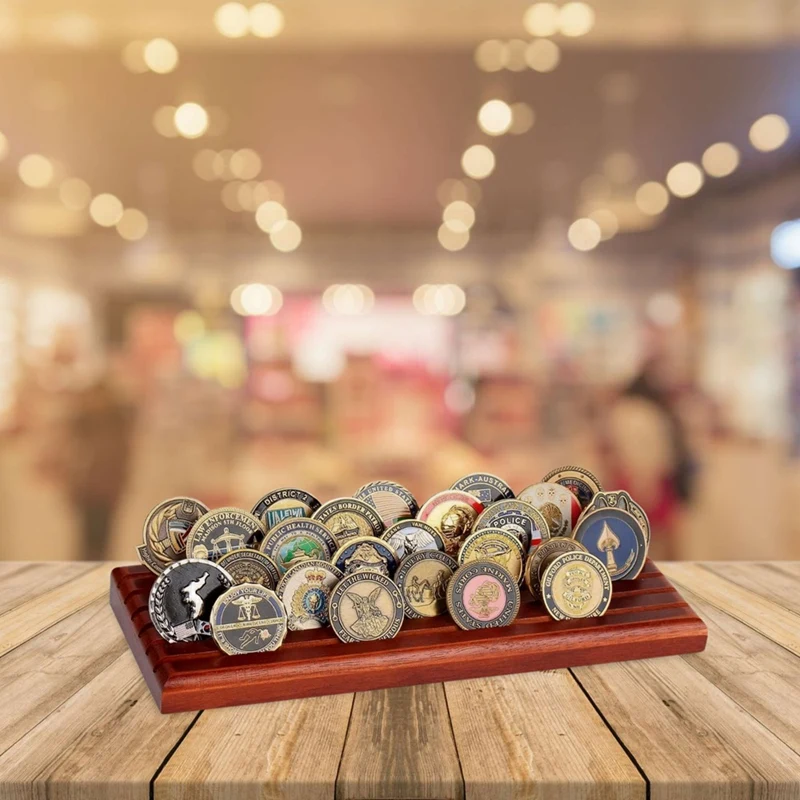 Rack de exibição de moedas Rack de coleta de moedas Rack de coleta de moedas de madeira para mesa