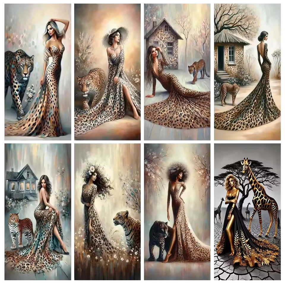 

Леопард, сексуальная женщина, королева, сделай сам, алмазная живопись, большой размер, полная квадратная/круглая Алмазная мозаика, вышивка, декор в виде животных и леди