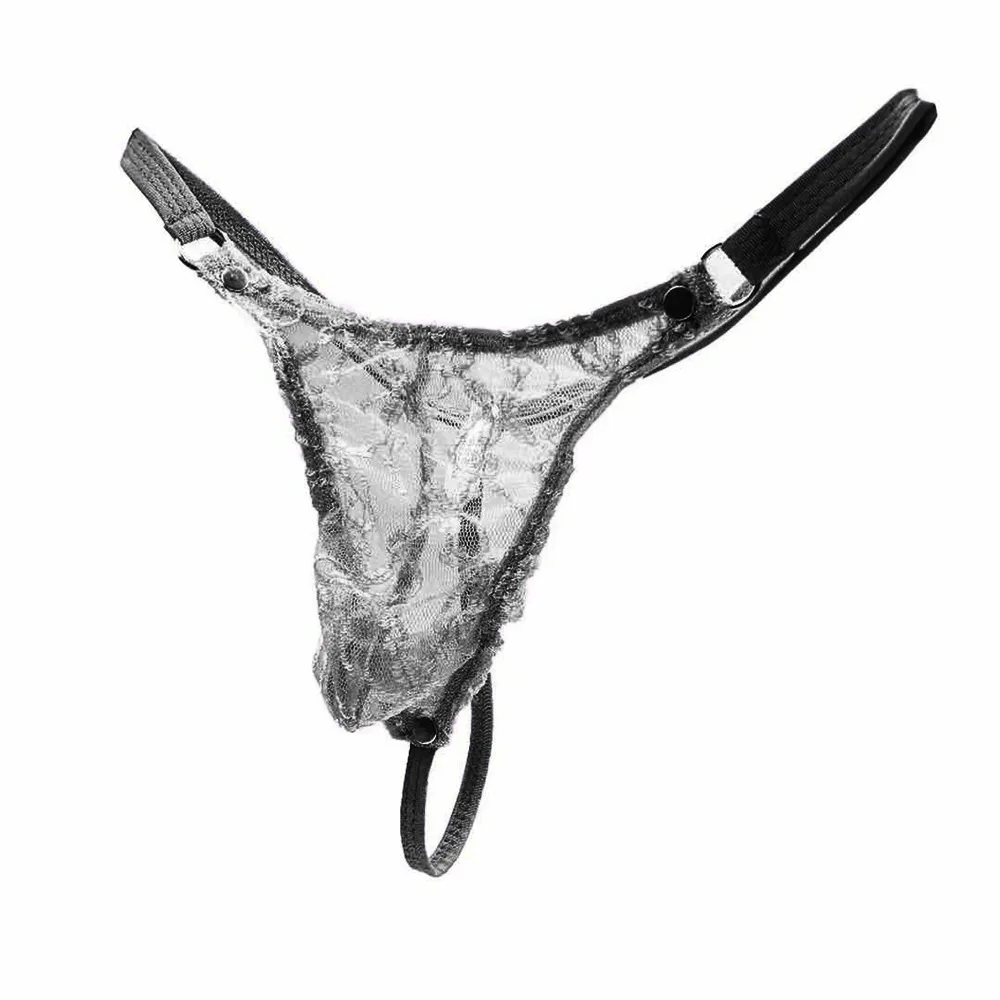 Lace G-strings For Men Sissy Transparent T-back Thongs Erotic Lingerie Male Penis Pouch Underpants Sissy Pouch Panties Erotic FM