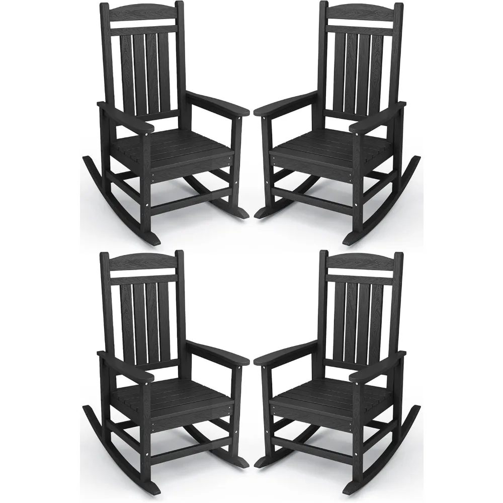 

Outdoor Rocking Chair Set of 4, High Density Polyethylene Patio Rocking Chairs with 330lbs, Rocking Chair