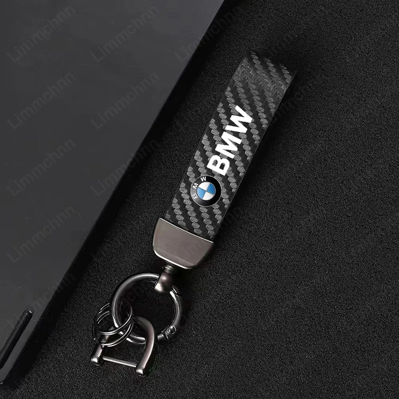 For Bmw E46 E90 E60 F10 F30 E39 E36 F20 E87 E88 X1 X3 X5 X7 X4 Carbon Leather Car Keyring Luxury Logo Car Keychain Car Key Ring