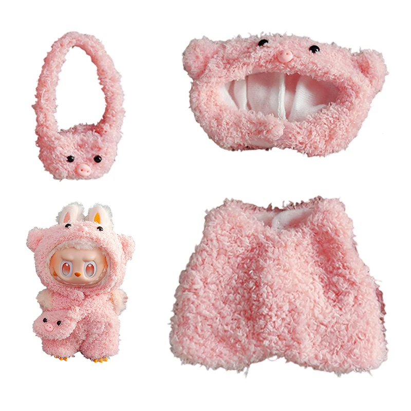 

Для 17 см labubu мини плюшевая кукла одежда для животных аксессуары для наряда милый кролик слон толстовка Labubu Idol куклы DIY одежда