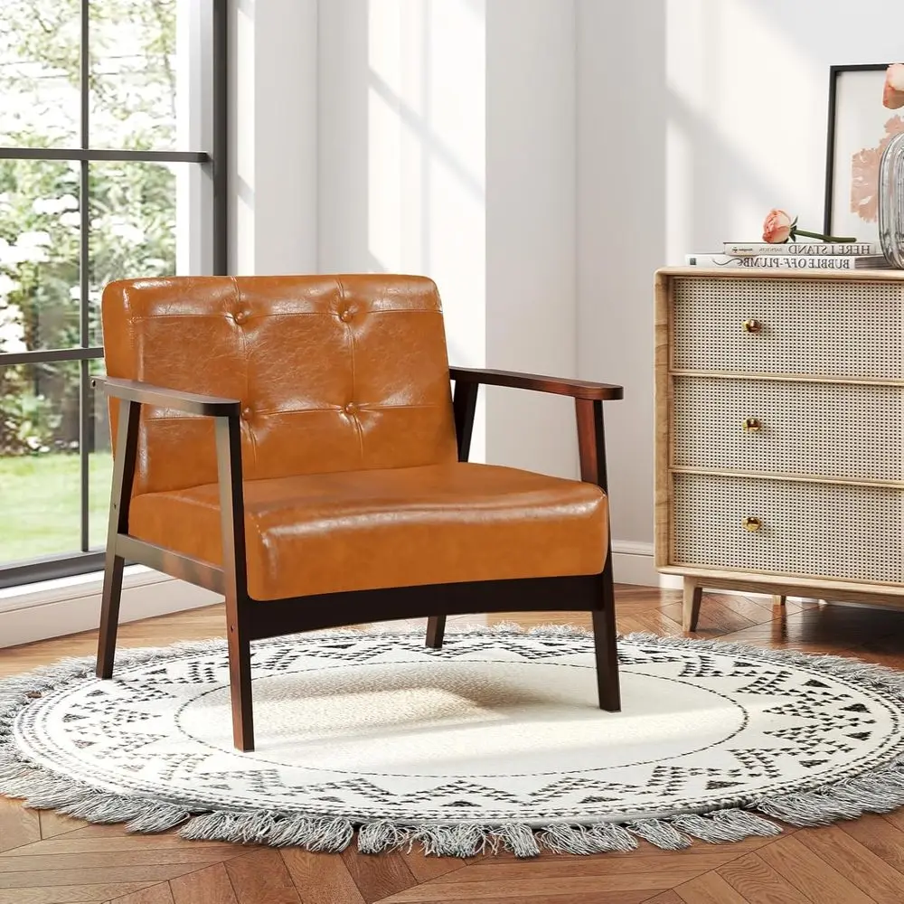 

-Century ern Accent Chair, Oversized Armchair with Rubber Wood e, Armrest, Wide Backrest,100° Ergonomic Leisure Chair or Living