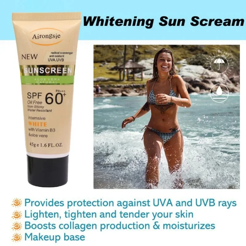 Sonnenschutz spf60 pa Gesichts isolation Bleaching Aufhellung UV wasserdichter Schweiß 2 in 1 Ganzkörper Sonnenschutz aufhellen Hautton