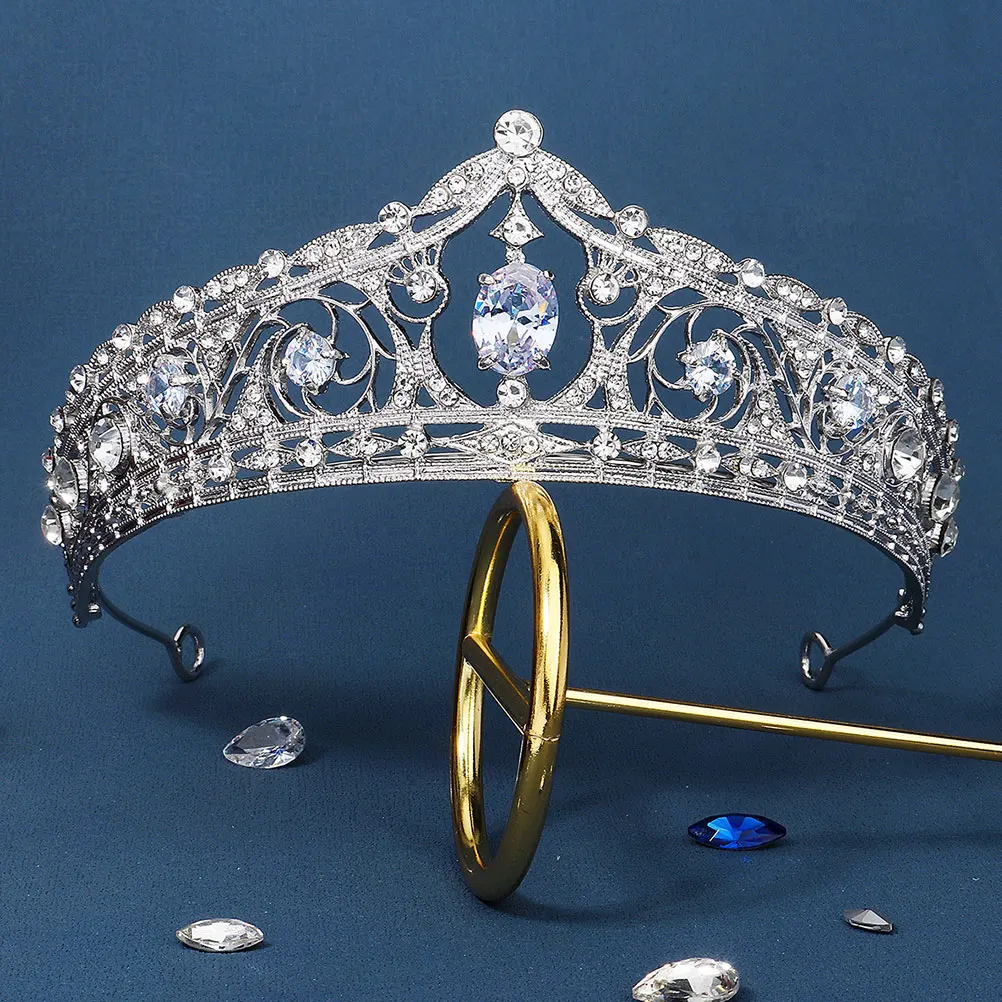 

Rhinestone Crown Headpiece Elegant Silver Crystal Bride Bridal Decor Tiara Women Shining Lightweight Comfortable