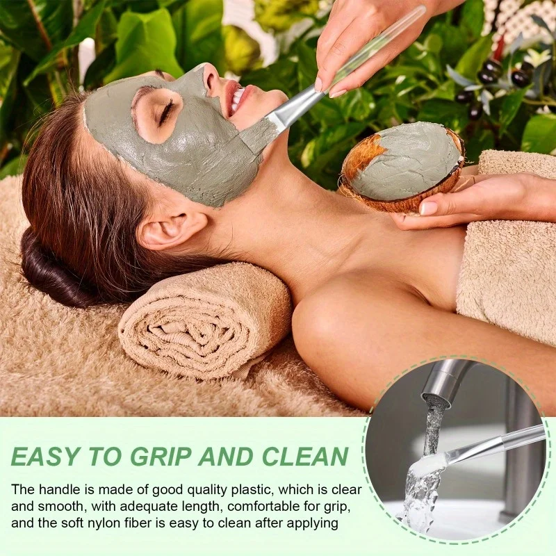 Brosse pour masque Facial souple, 5 pièces, avec manche en plastique transparent, pour les soins de la peau et l'application du beurre corporel