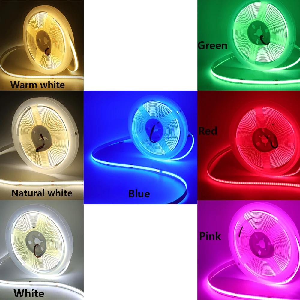 DC 5V COB LED Strip Light With USB 2PIN Wire DC Plug 8MM 320LED High Density Flexible Tape 3000K 4000K 6000K Warm Natural White