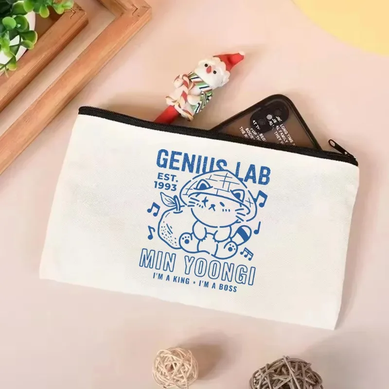 Genius Lab Yoongi Tote Bag Kpop Aesthetic Y2K Fashion Shoulder Bag Women's Casual Portable Reusable Shoulder Bag Kpop Tote Bag