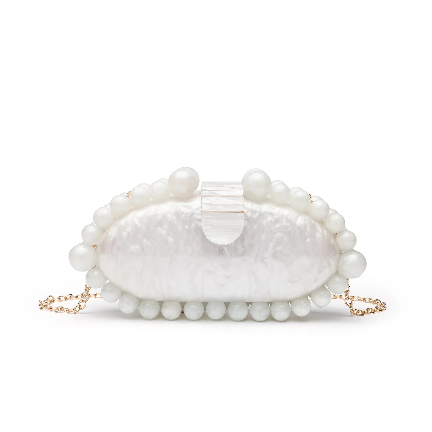Elegant Marble Acrylic Clutch Bag Pearl White Crossbody Purse Women's Shoulder Handbag for Luxury Wedding Dinner Party 2025