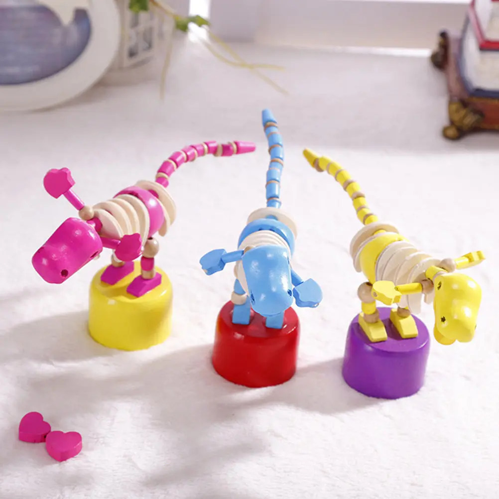 2 stuks dinosaurus schommeldier in de vorm van houten speelgoed kinderen educatief swingend cartoon interieur versterken vinger