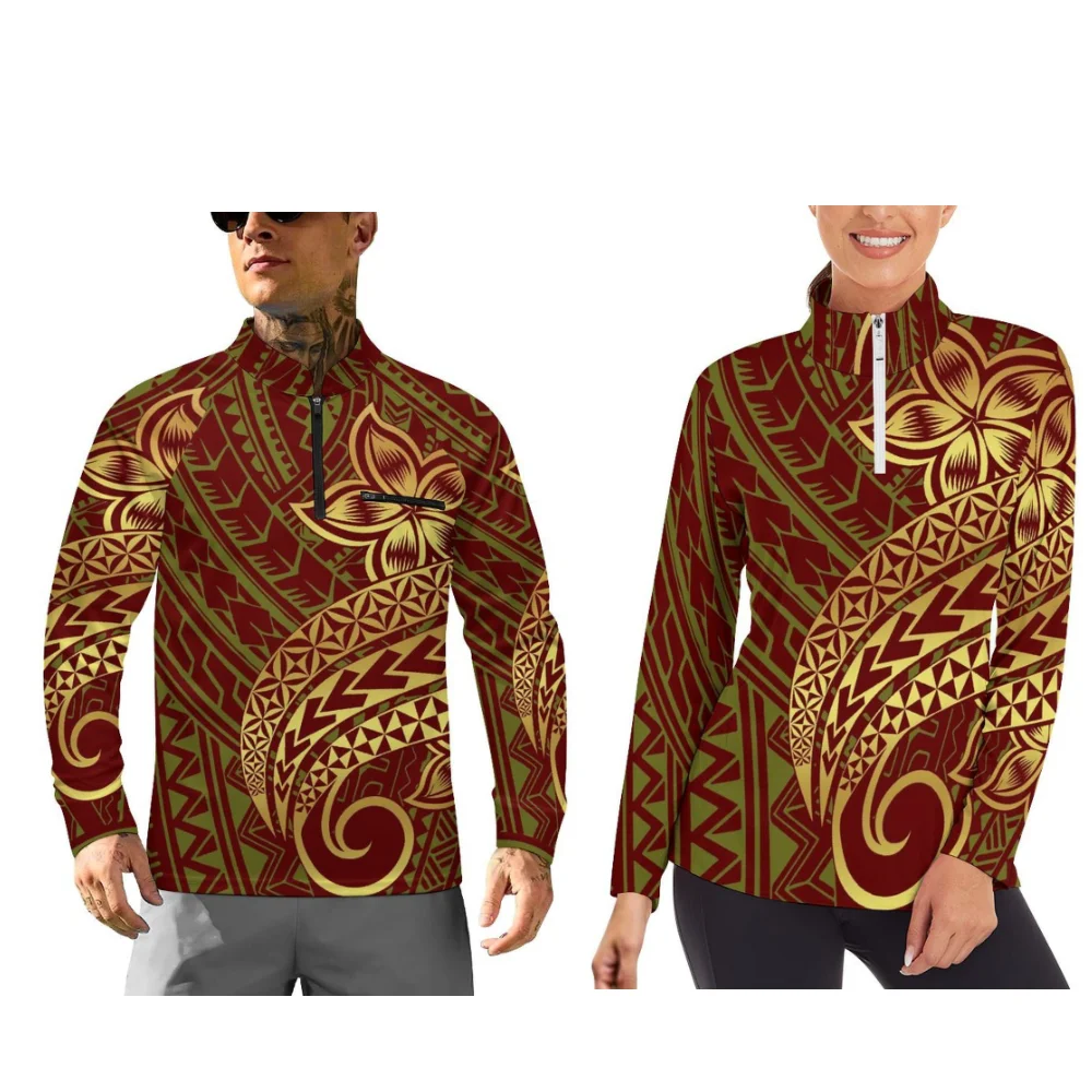 

Толстовки с длинными рукавами с принтом в полинезийском стиле и спортивная одежда для пар с длинными рукавами можно настроить с узорами