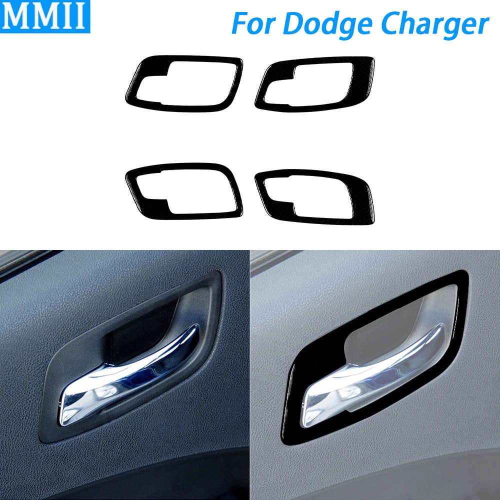 

For Dodge Charger 2015-2022 Piano Black Inner Door Handle Panel Decorative Cover Car Interior Decoration Accessories Sticker