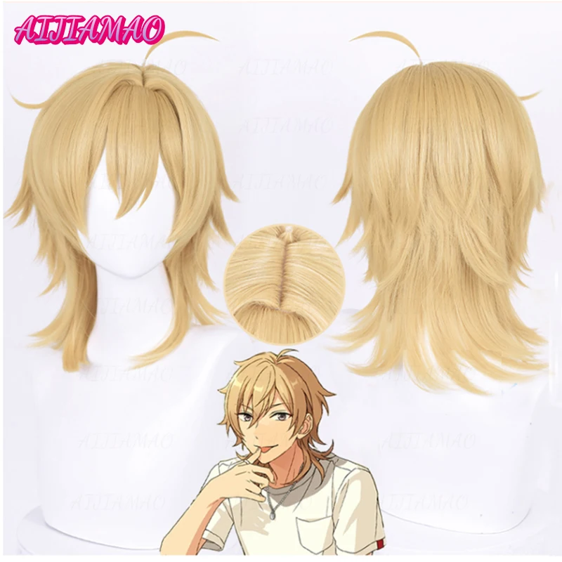 

Game ES Ensemble Stars Hakaze Kaoru Cosplay Wig Short Flax Gold Heat Resistant Synthetic Hair Fake Scalp Wigs+ Wig Cap