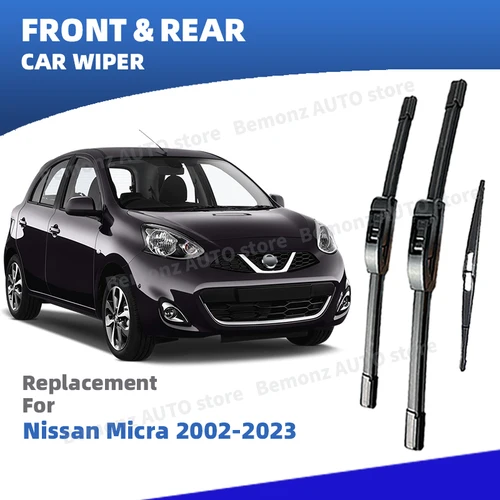 Escobilla limpiaparabrisas delantera y trasera LHD para Nissan Micra March K12 K13 K14 2002-2023 accesorios de parabrisas 2002 2007 2010 2015