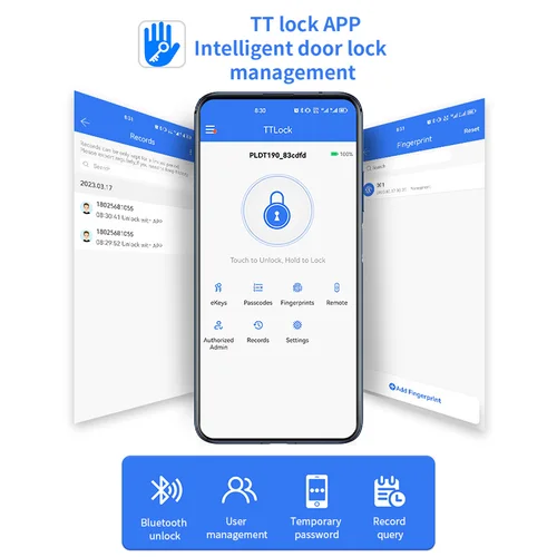 Imagen 2 del producto TTLock App Bluetooth funciona con Google home Aleax seguridad Digital huella digital contraseña electrónica cerradura inteligente para el hogar