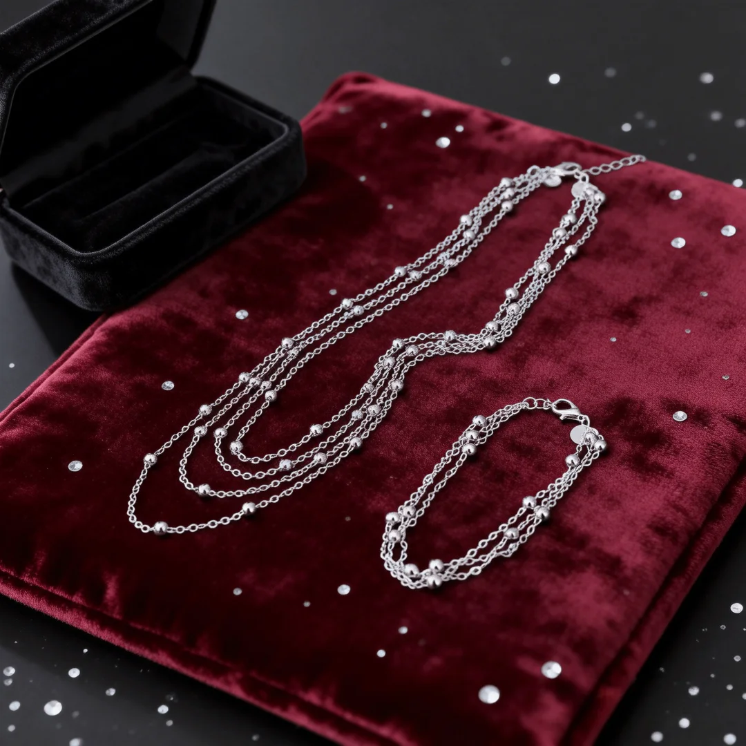Hot sales 925 Sterling silver custom beads Bracelets necklaces for women fashion party accessories Versatile Jewelry sets gifts