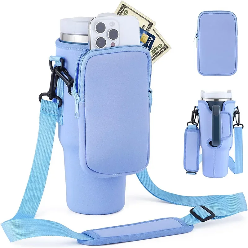 40oz Water Bottle Cover Bag Pouch With Adjustable Straps Neoprene Water Pouch Holder Bottle Carrier Bag For Stanley Quencher Cup