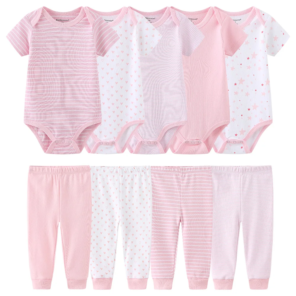 Newborn Baby Clothes 100% Cotton Sets for 0-12 Months Boy Girl New Infant Neutral Clothing Casual Stripes Toddler Outfits