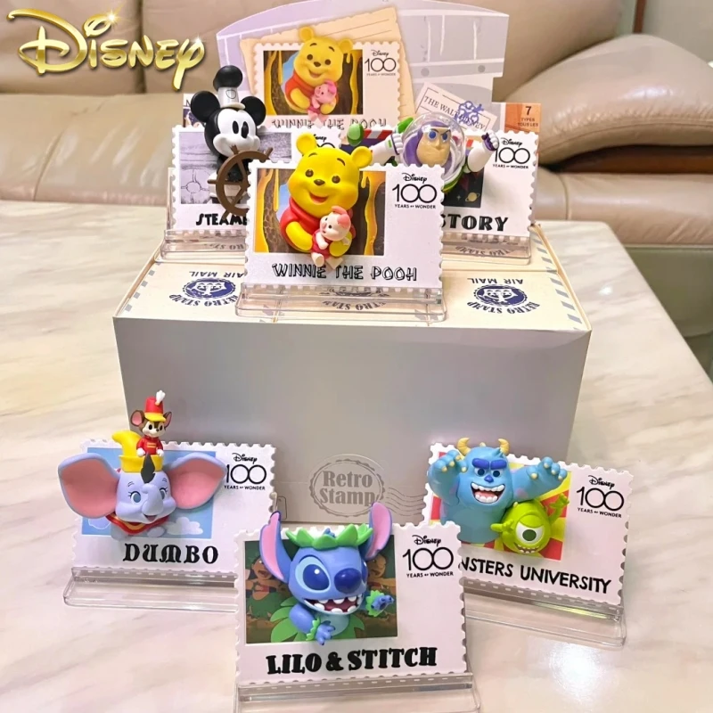 New Miniso X Disney Stocked Disney 100 Year Of Wonder Retro Stamp 6 Style Dumbo Stitch Desktop Decorative Toys Christmas Gifts