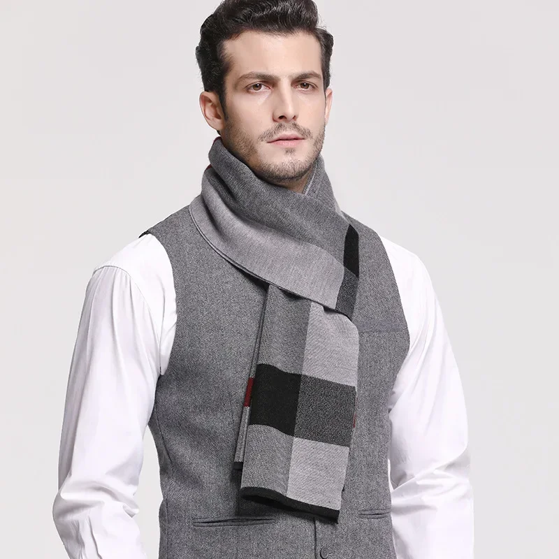 

RUNMEIFA 2022 Classic Autumn & Winter Warm Plaid Man Scarf Cashmere Wool Panama Soft Striped Long Scarf High Quality 40 Colors