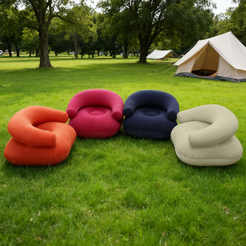 Outdoor PVC Inflatable Sofa with Armrests U-Shaped Flocking Airbean Bag Sofa Casual Inflatable Lazy Sofa for Garden Camping image 2