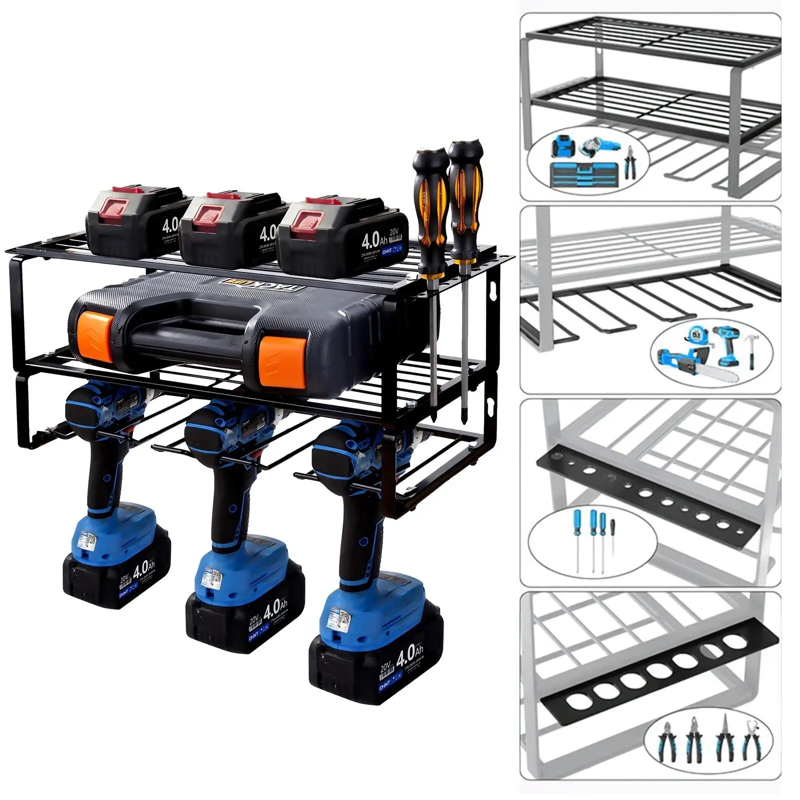 Power Tool Organizer Wall Mounted, Large Heavy Drill Holder,2level Garage Tool Organizer And Storage, Tool Room, Workshop