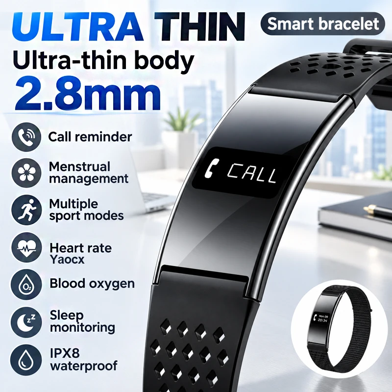 NEW Women Smart Bracelet Ultra Slim Design Heart Rate Sleep Monitor Waterproof Sports Fitness Tracker Smartwatch for Android IOS