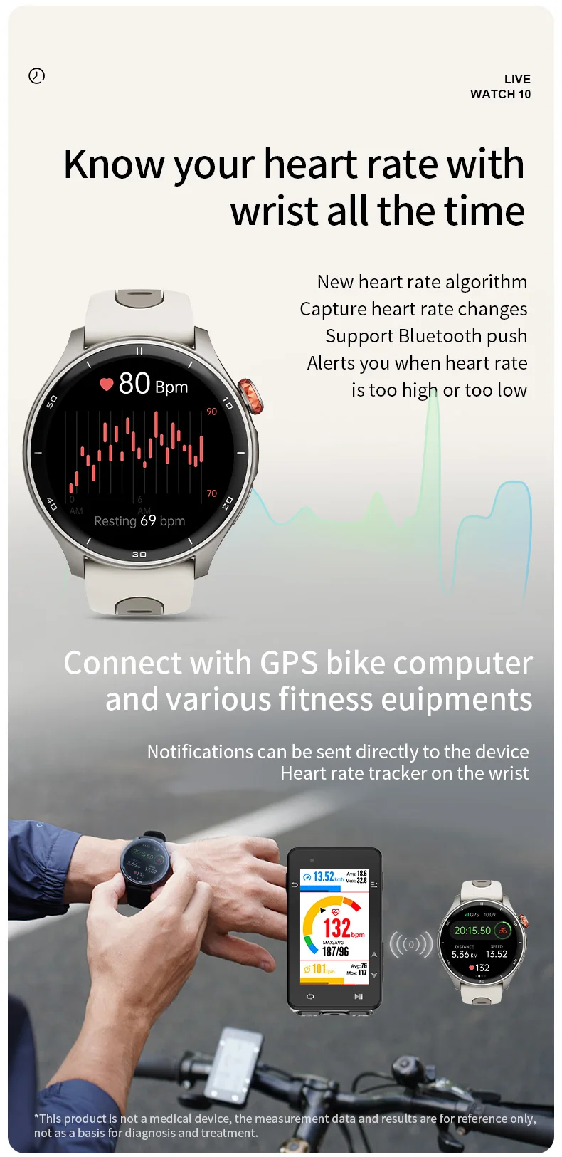 iGPSPORT LW10 1,43 Zoll AMOLED-Bildschirm Herzfrequenzüberwachung Bluetooth Anruf GPS Sport Fitness Blutsauerstoff zum Laufen Radfahren – Detail 11