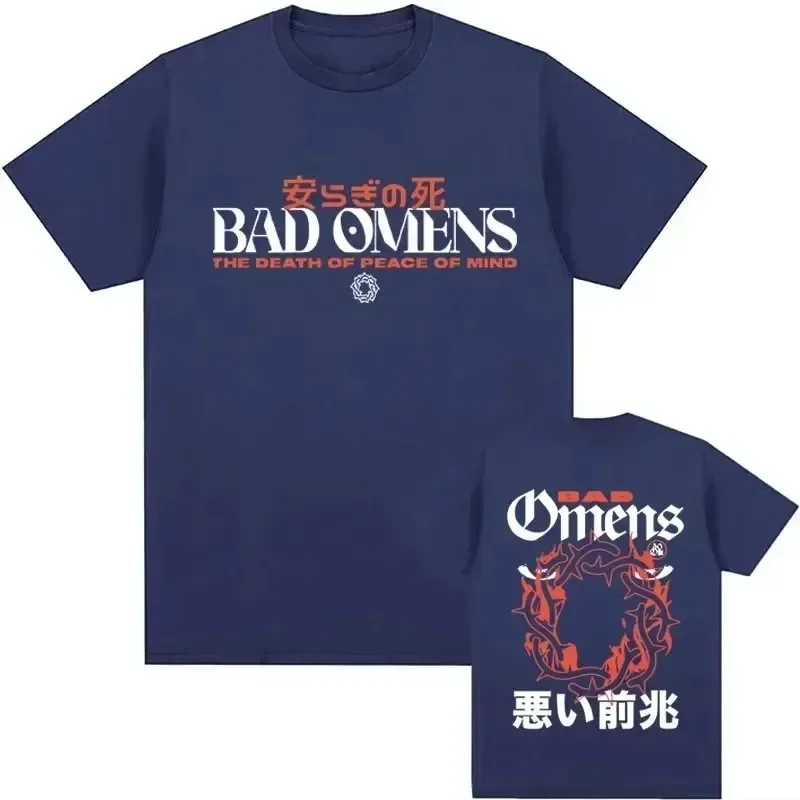 Retro Bad Omens Graphic T Shirt 2024 Tour American Music Concert T-Shirts Men\'s Gothic Hip Hop 100%Cotton T-Shirt Streetwear