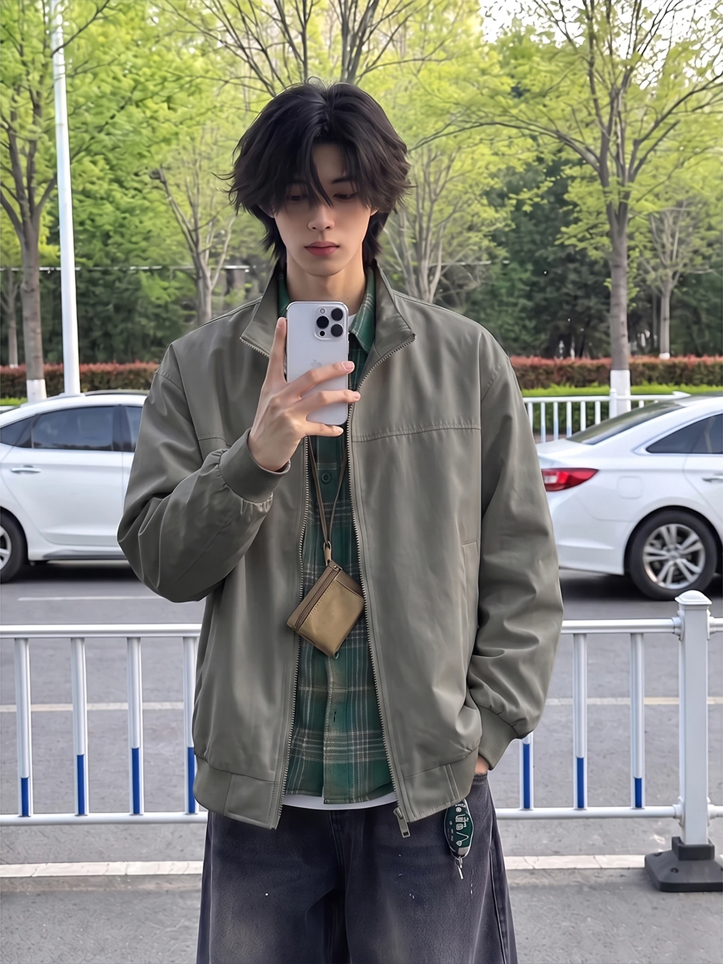 American Style Three-Proof Short Flight Jacket Men's Stand Collar Workwear Coat Cleanfit Retro Baseball Uniform Polyester Fiber