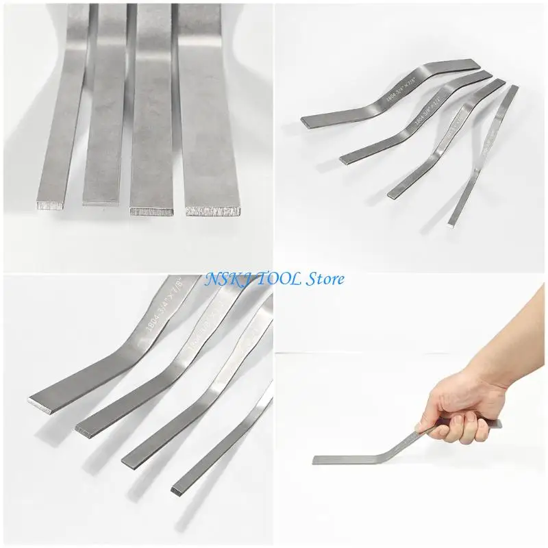 L8rc pacote 4 espátulas cabeça plana dupla aço inoxidável conjunto com saco armazenamento oxford pvc 3/8