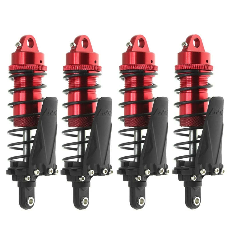 4PC Metal RC Piggyback Shock Absorber Hole to Hole 90mm for 1/10 RC Crawler Car Trx-4 TRX4 Axial SCX10II D90 CC01,Red