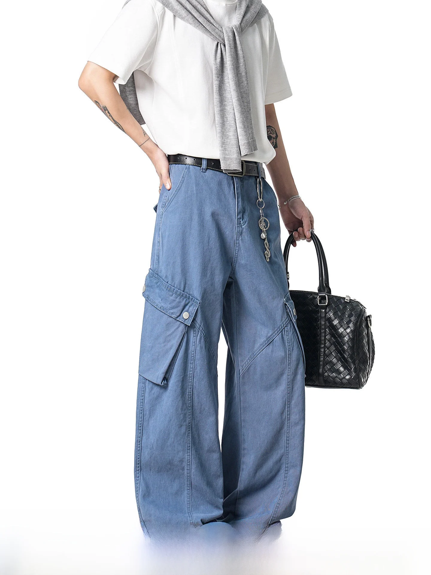 American Style Work Pants Men's Summer Straight Leg Wide Leg Casual Trousers Multiple Pockets Comfortable Cotton Cargo Pants