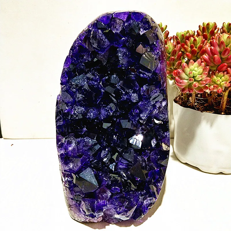 

High Quality Uruguay Amethyst Stone Geode Quartz Crystal Cluster display amethyste pierre naturelle Healing Home Room decoration