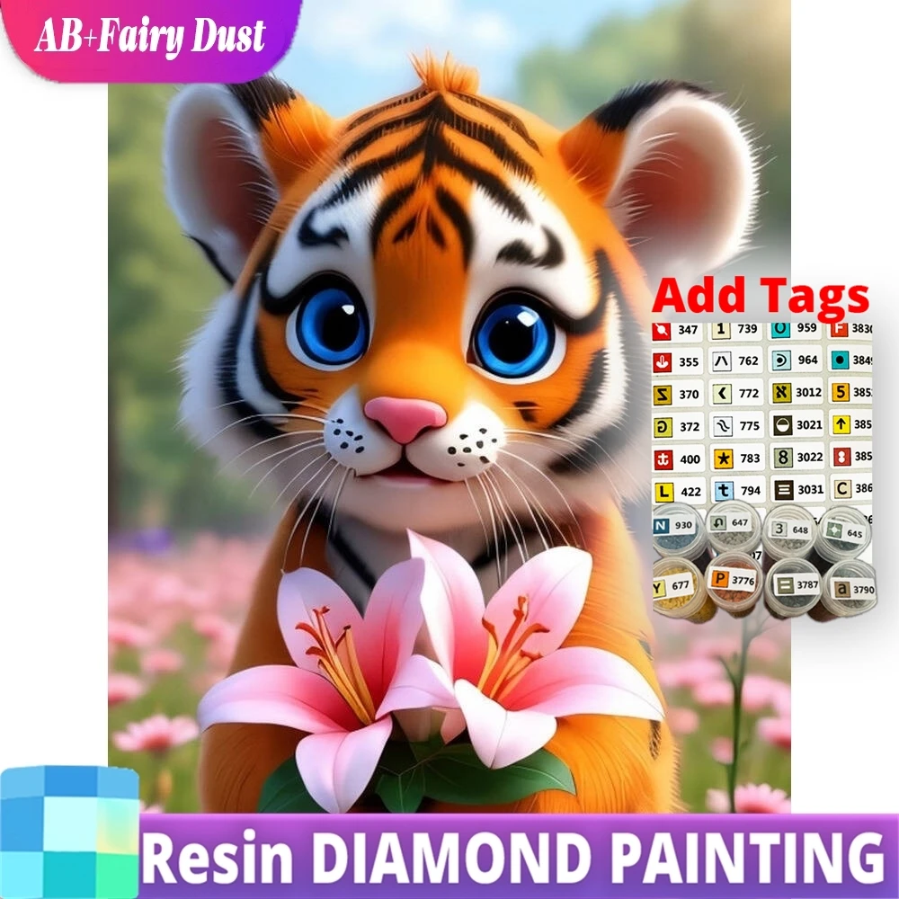 

Смола AB Фея Пыль Алмазная картина Тигр Животное Рукоделие DIY Цветок Алмазная мозаика Мультфильм Новое поступление Подарок ручной работы