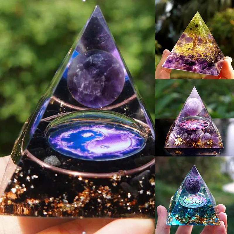 Кристалл Оргона Пирамида Оган Кристалл Энергетическая Башня Природа Рейки Чакра Дробленый Камень Ювелирные Изделия Цветок Жизни Кристалл Оргонит
