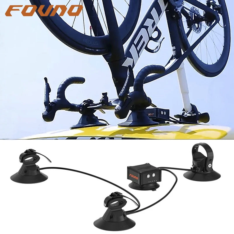 FOVNO Bike Suction Cup Roof Rack Bike Car Rack Electric Suction Cup Roof-Top Holder Inverted MTB Road Bike Roof Rack Suction Cup