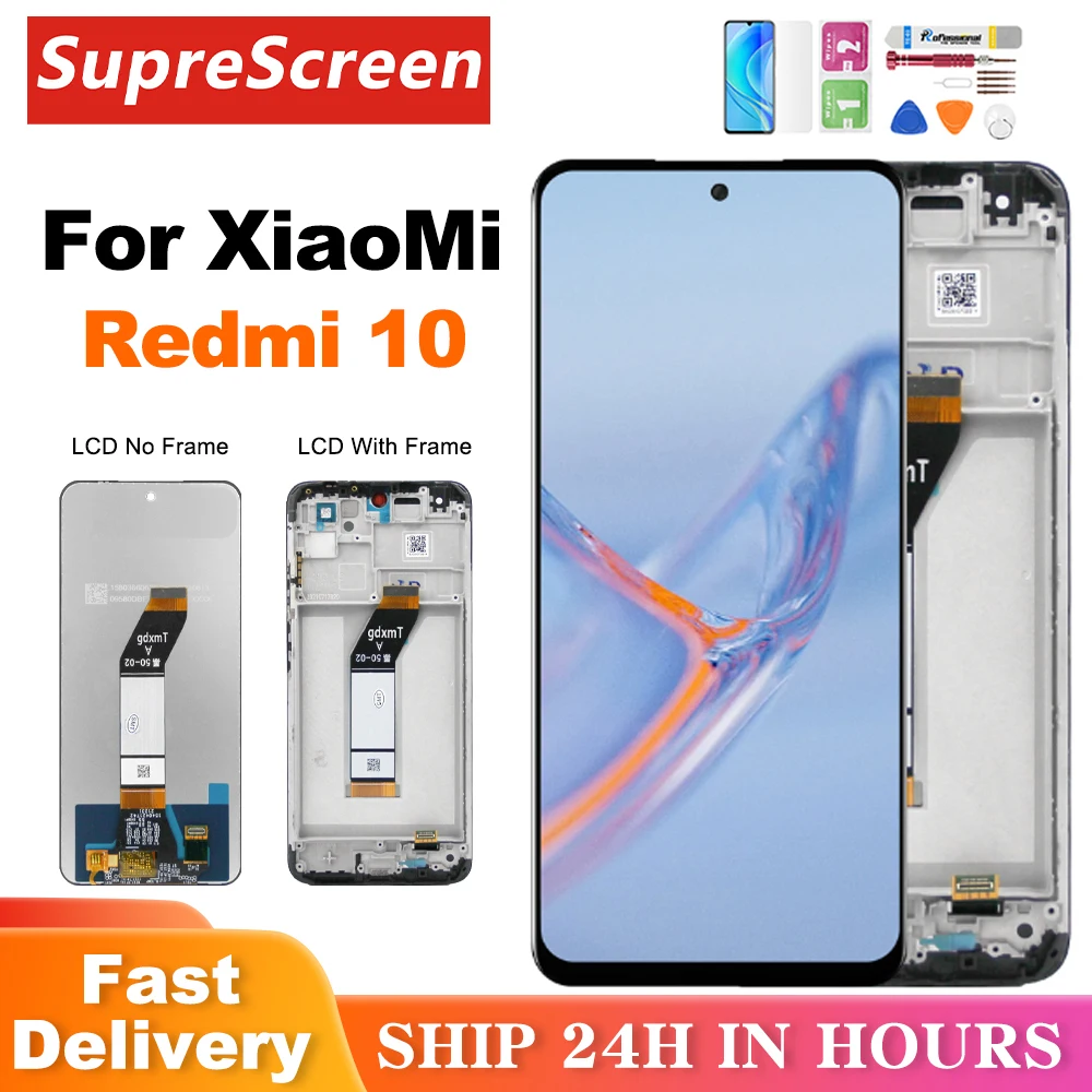 Écran LCD Tactile Complet Pour Xiaomi Redmi 10 21061119AG 21061119DG / 22011119UY 21121119SG Avec Outils Et Film Trempé