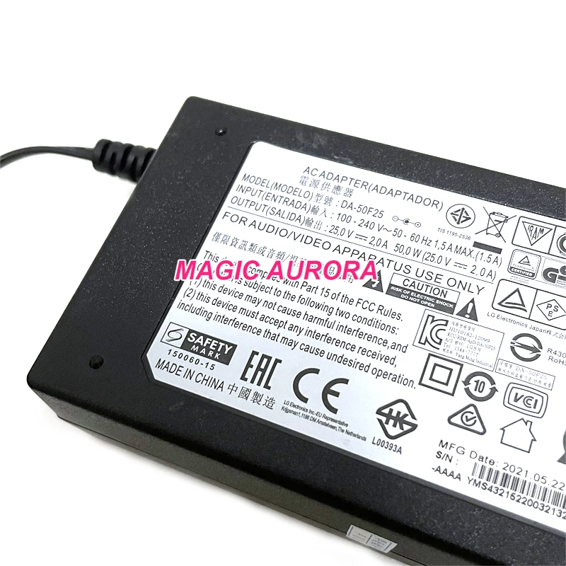 Imagem -03 - Genuine Da50f25 25v 2a 50w Sj8 Hs8 Las750m Las855m Carregador para lg Nb4530a Nb5540 Nb3730a Nb5530 Barra de Som Fonte de Alimentação do Adaptador
