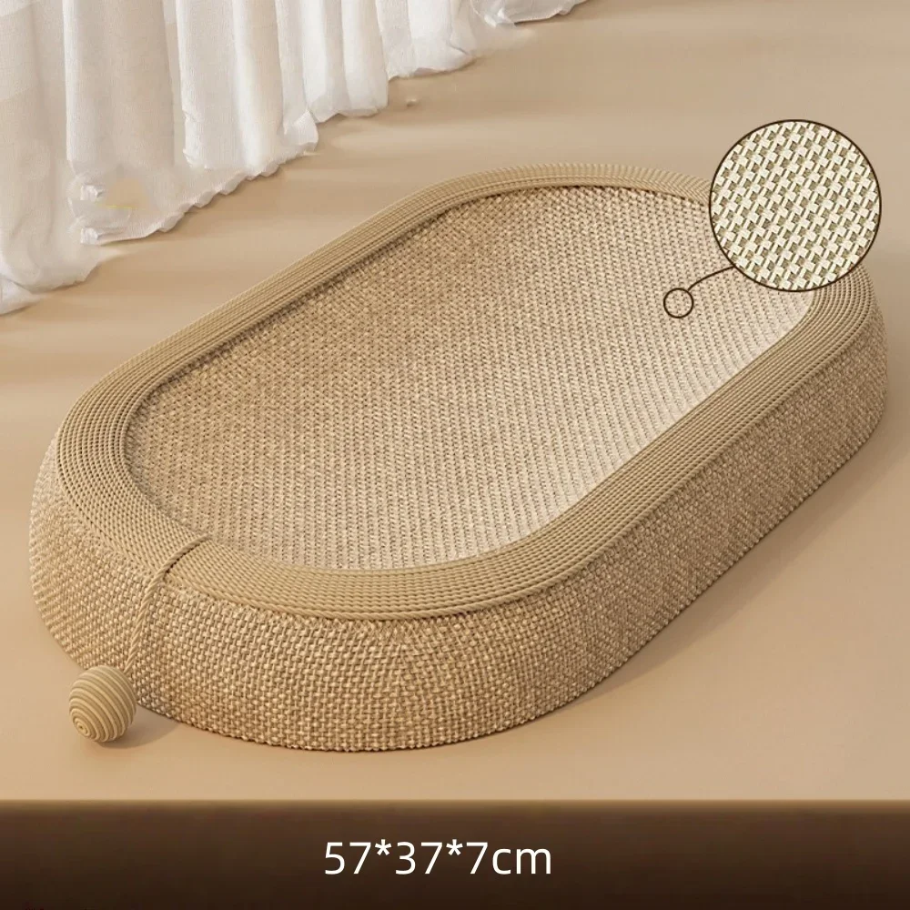 Oval Durable Cat Scratcher Bed All Season Wear Resistant Cat Scratching Pad with Toy Ball for Cat Nail Care Rest Play Gift