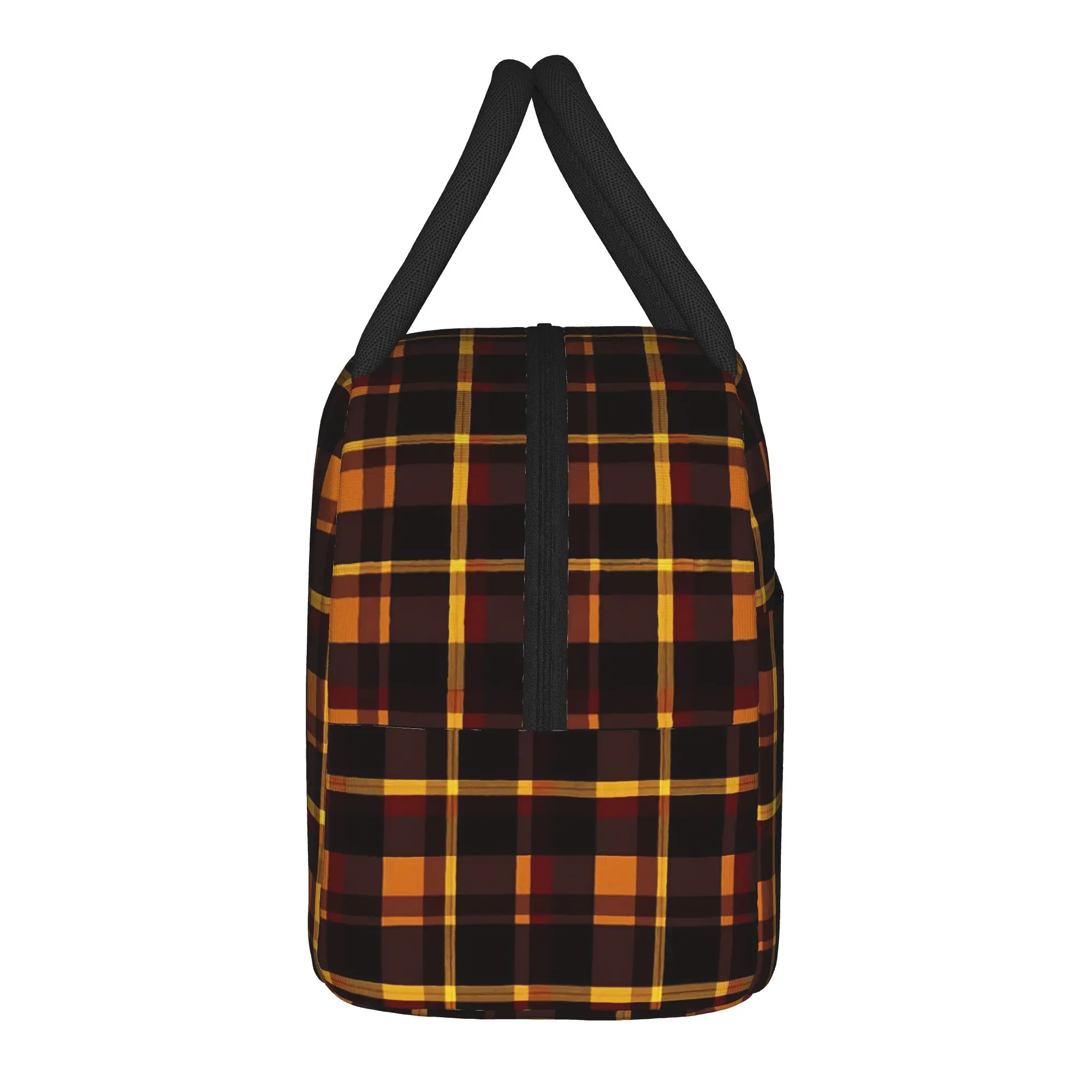Moody Plaid Pattern  Dark Autumn Tartan Check Insulated Lunch Bags Cooler Bag Reusable,Meal Container  Leakproof Lunch Box Tote