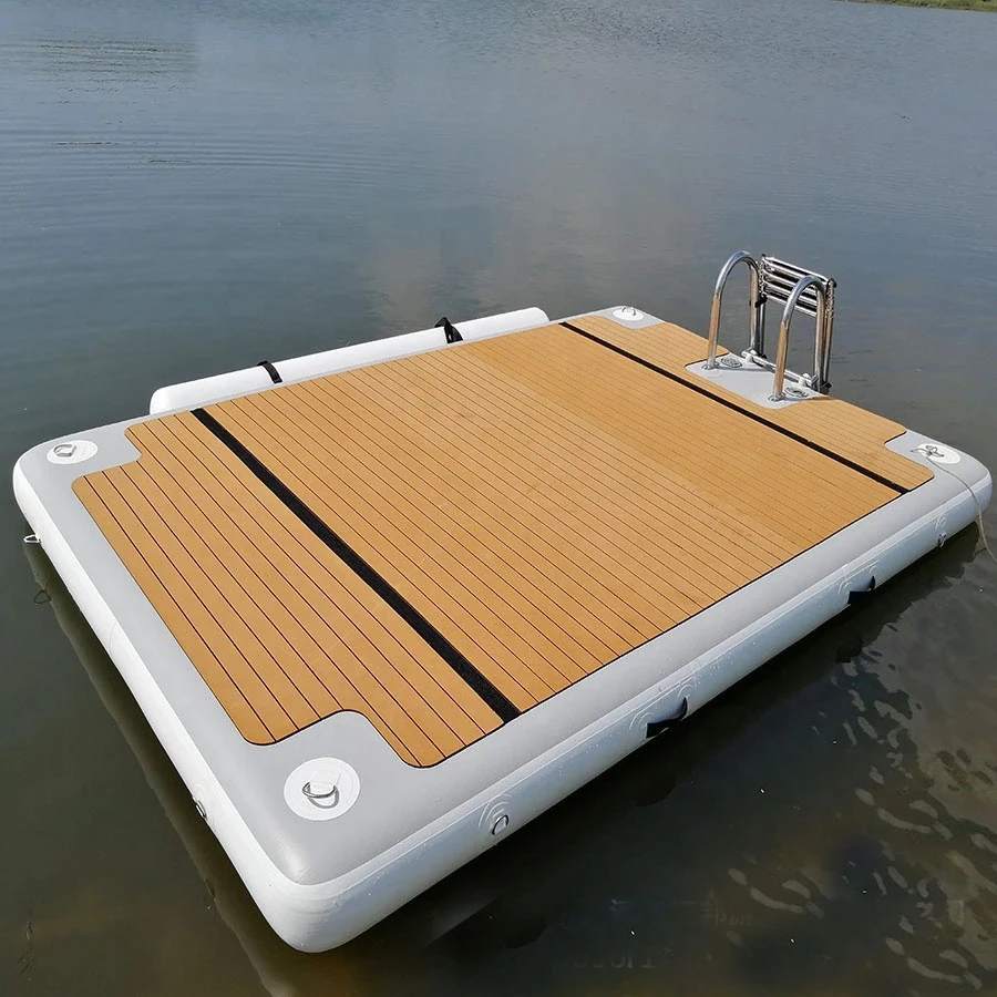 Custom Thickened Square UV Protection 2x4m Portable Floating Platform Water Inflatable Dock with Chair