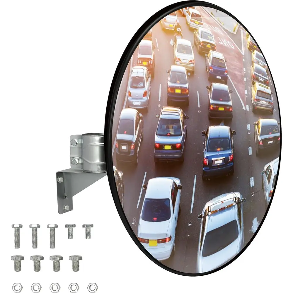 

Convex Traffic Mirror, Outdoor Driveway Security Mirror, Blind Spot Safety Mirrors with Adjustable Fixing Bracket Mount, Extends