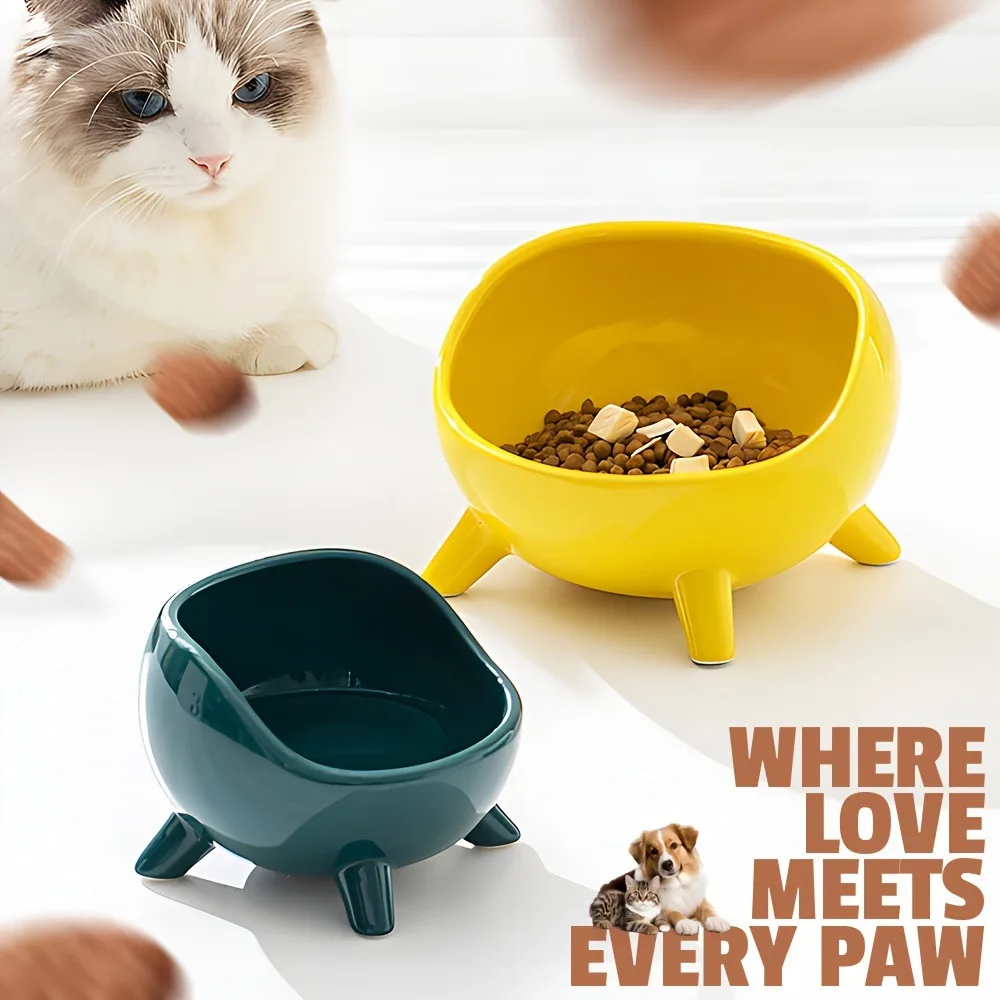 

Anti-tipping Cat Food Bowls Ceramic Cat Bowl Feeder with Stand Bone Protection Vertebra Dog Water Bowl for Small Cats Pet Supply