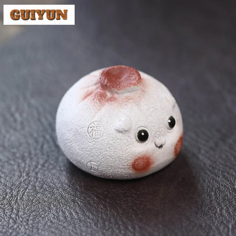 Handmade Small Dragon Bun Tea Pet Yixing Purple Clay Fragrance Insertion Holder Cute Pig Tea Figurine Toys Statue Ornament Craft