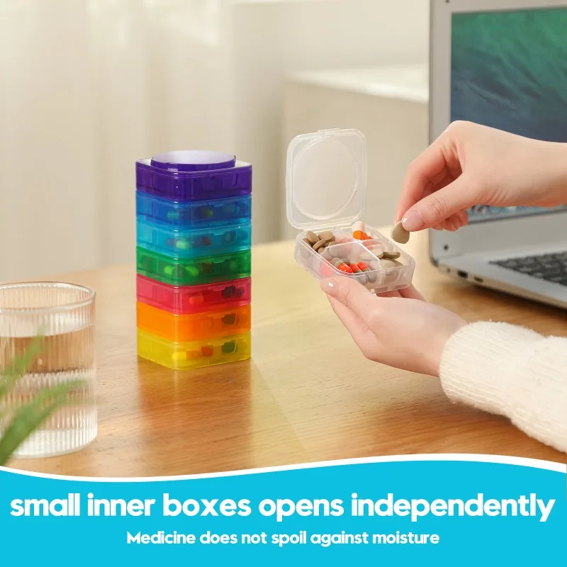 7-Layer Detachable Pill Box, Multifunctional Large Capacity Portable Free Combination Medicine Storage Organizer
