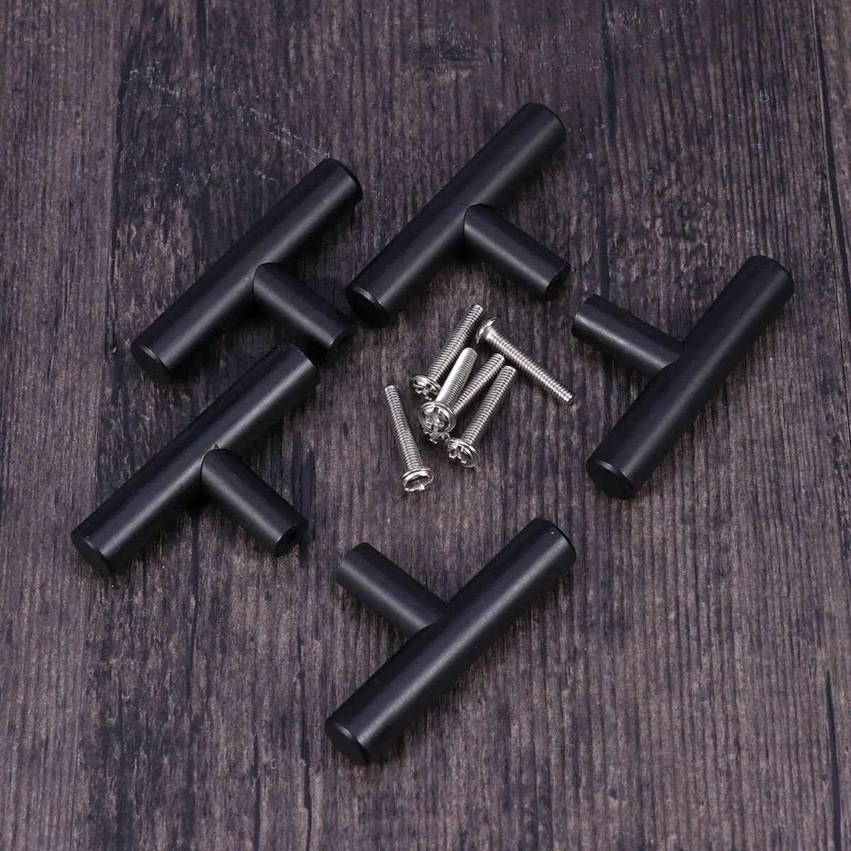 

5 pcs Minimalist Handle 50Mm Black Aluminum Cabinet Knob For Drawer Wardrobe Cupboard Pull Knob Glass Door Furniture Hardware