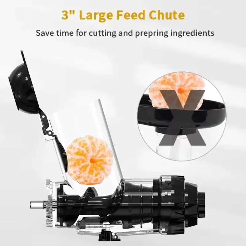 BPA Free Big Mouth 80mm free cutting Pure Juicer OEM Citrus Orange Cold Press Fruit Vegetable Juicer Portable Juicer